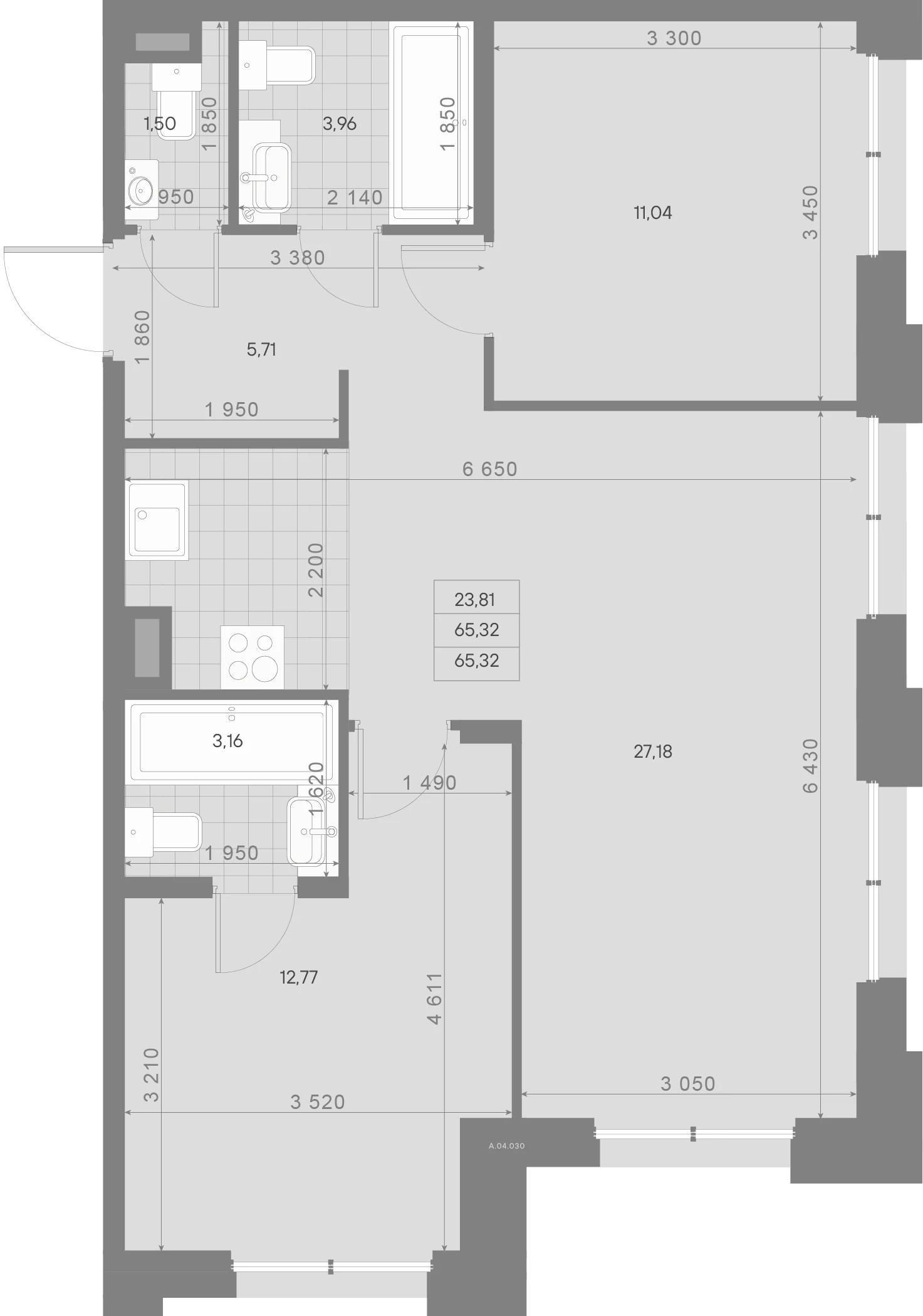 Планировка 2-комнатная 65,3 м² в ЖК «Alpen» — ЖК «Alpen»