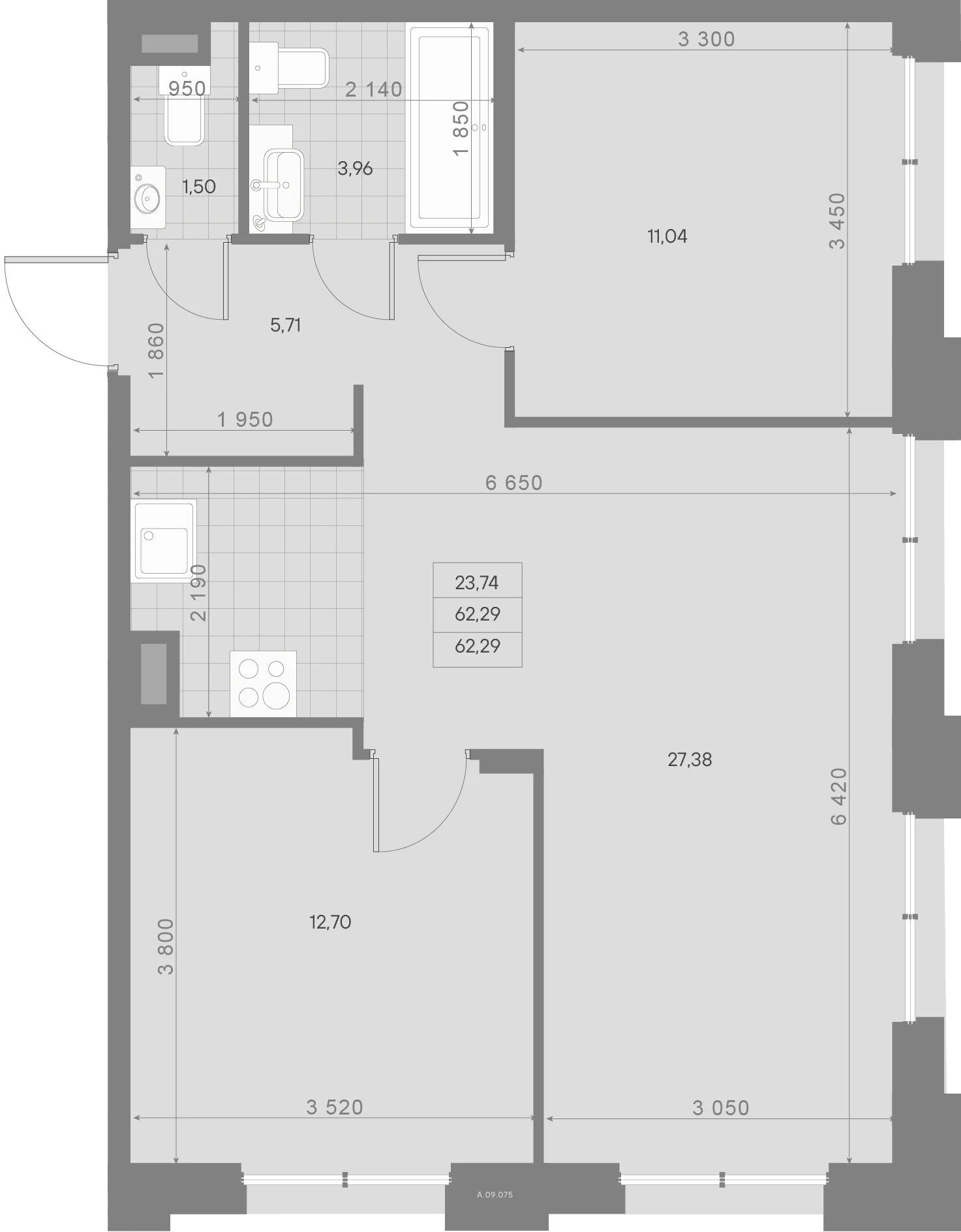 Планировка 2-комнатная 62,3 м² в ЖК «Alpen» — ЖК «Alpen»