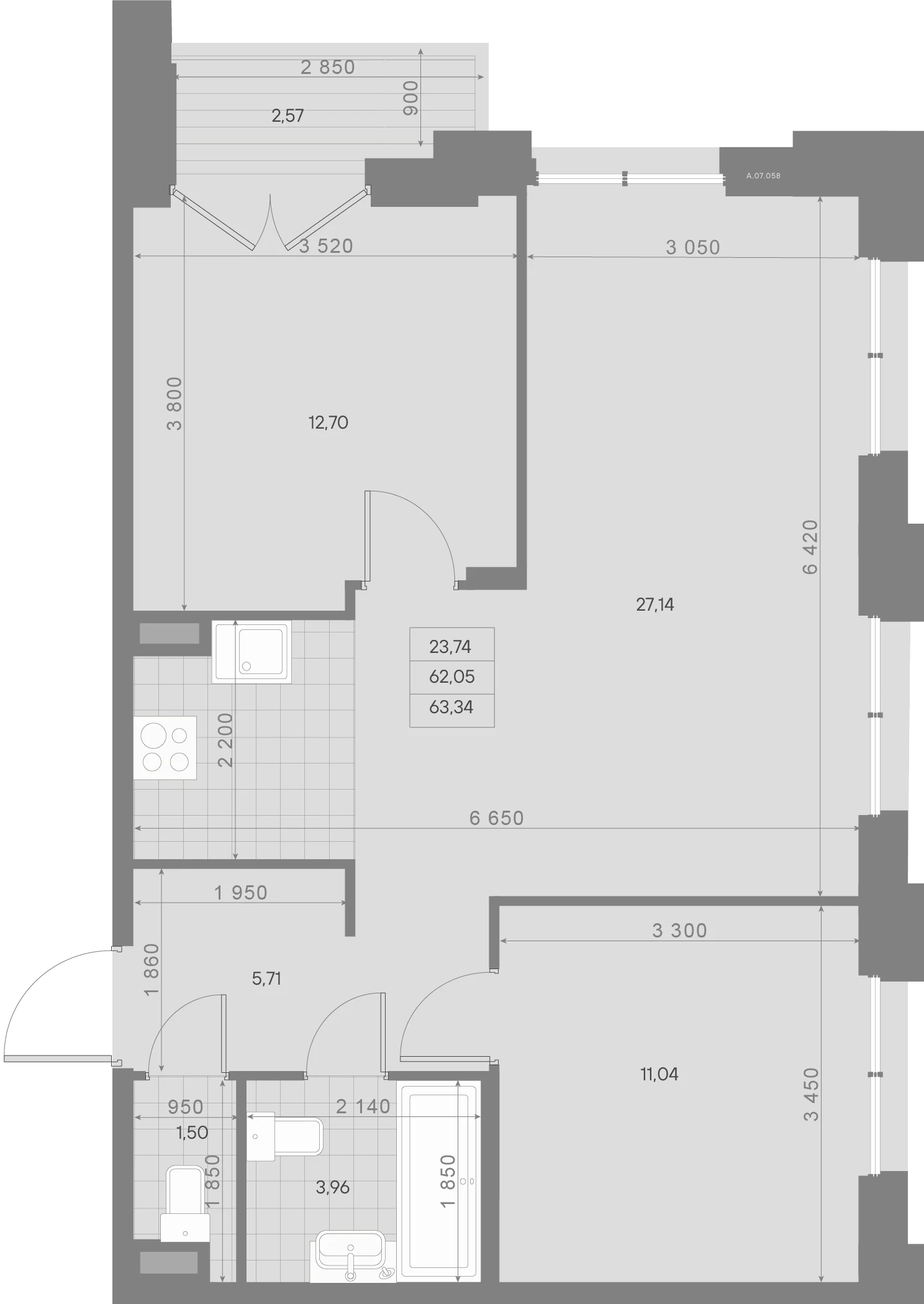 Планировка 2-комнатная 63,3 м² в ЖК «Alpen» — ЖК «Alpen»