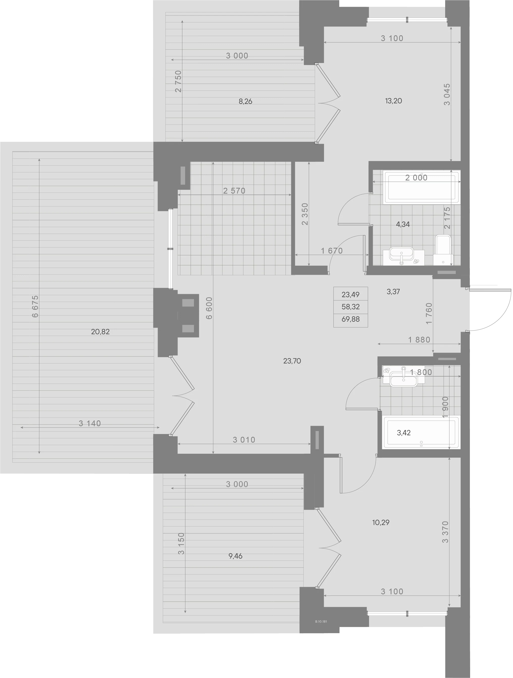 Планировка 2-комнатная 69,9 м² в ЖК «Alpen» — ЖК «Alpen»